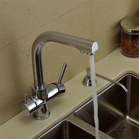 Dual Lever Kitchen 3 Way Water Filter Mixer Tap Sink Flow Modern