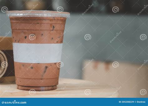 Iced Mocha In Take Away Plastic Cup Stock Image Image Of Beverage