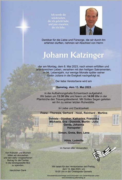 Johann Katzinger Bestattung Allentsteig