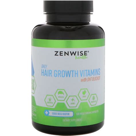 Zenwise Health Daily Hair Growth Vitamins With Dht Blocker 120 Vegetarian Capsules