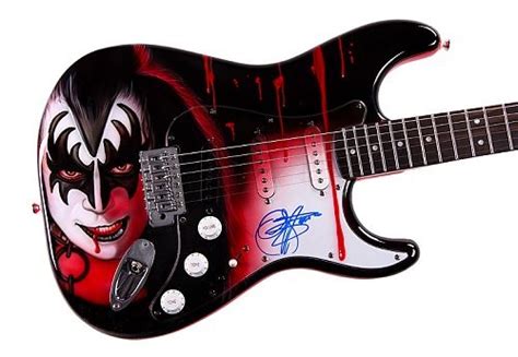 252579 Kiss Gene Simmons Autographed Airbrush Guitar Just