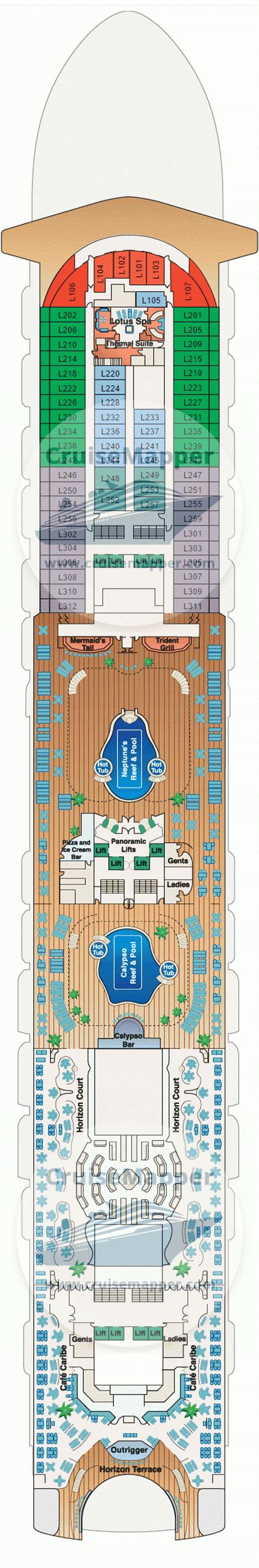 Emerald Princess deck 15 plan | CruiseMapper