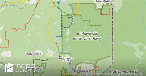 Białowieski Park Narodowy mapa szlaków turystycznych mapa