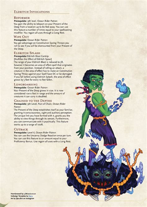 Warlock Subclass Otherworldly Patron The Ocean Rider V 1 3 5 R Dndhomebrew