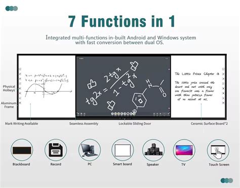 Smart Teaching Whiteboard 185 Inches Whiteboard Interactive Flat Panels ...