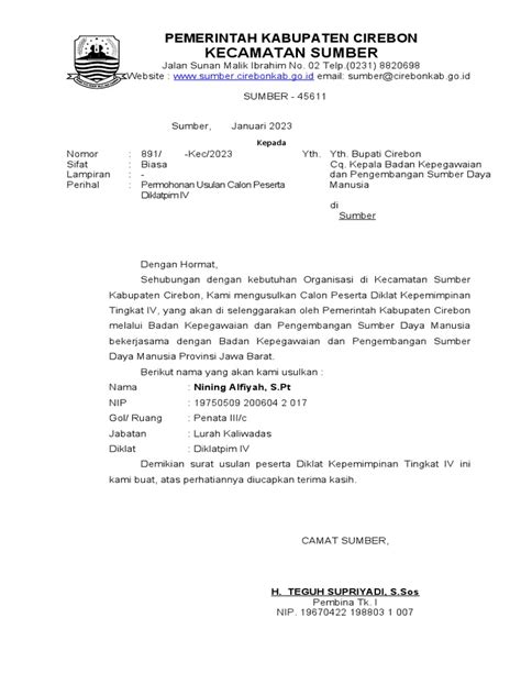 Surat Usulan Diklat Pdf