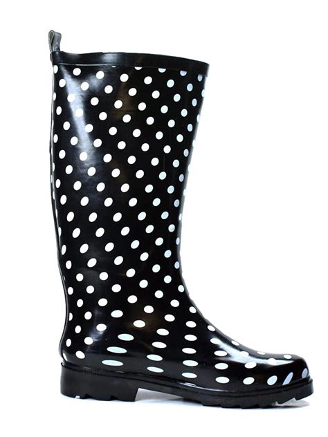 Tanleewa Rain Boots For Women Dot Pattern Rubber Waterproof Rain Shoes Rubber Shoe Size 9 Adult