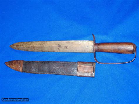 Civil War Confederate Large D Guard Bowie Knife With Original Leather