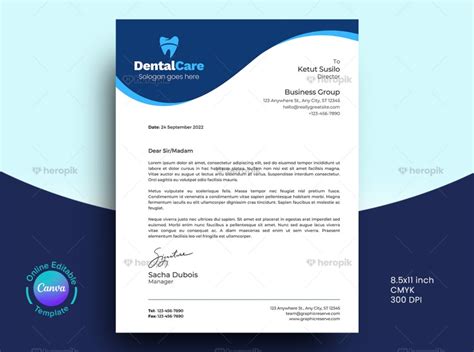 Dental Business Letterhead Design Canva Template Heropik