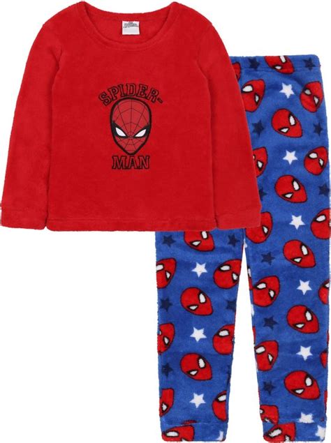 Spiderman Fleece Pyjama Met Lange Broek Voor Jongens Rood Blauw