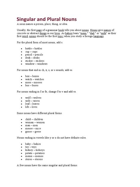 Plural Nouns | PDF