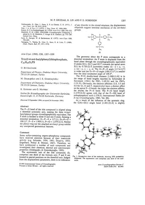 PDF Tris O 4 Tert Butylphenyl Thiophosphate C30H39O3PS