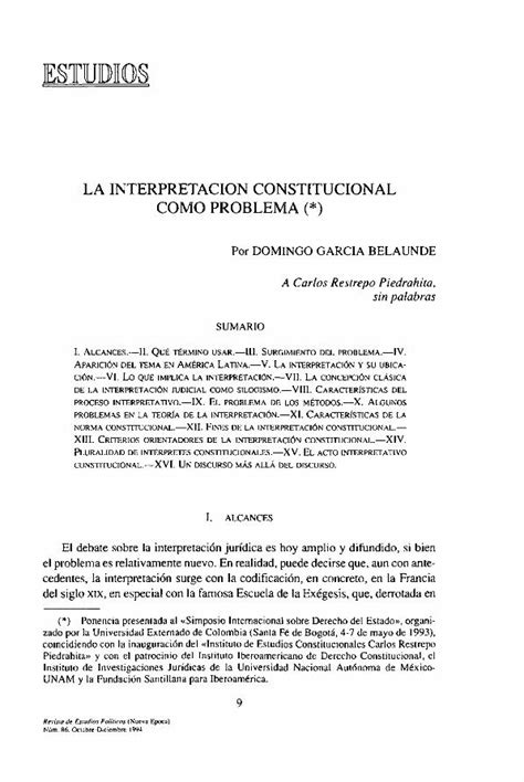 PDF Domingo Garcia Belaunde La Interpretacion Constitucional Como