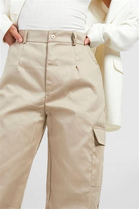 Trousers High Waisted Straight Leg Cargo Trousers Boohoo