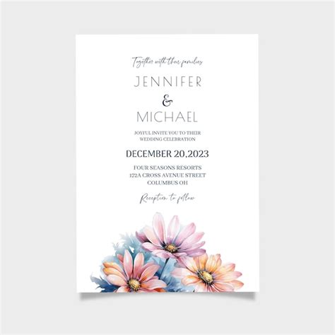 Premium Psd Watercolor Flower Wedding Invitation Template Download