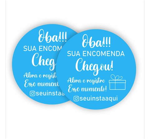 Adesivo Oba Sua Encomenda Chegou Azul 3cm Elo7