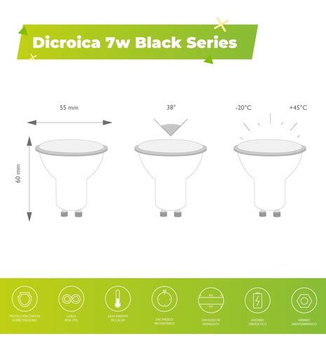 Pack X Lamparas Dicroica W Black Series Calida Macroled Tecnopoint