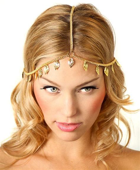 Feather Hair Jewelry Leaf Metal Gold Headband Headchain Head Band Chain