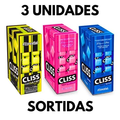 Kit Chiclete Cliss Cartela FLORESTAL 201g 3cx C 12un Cada