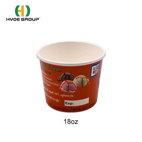 Big Volume Custom Logo Printed Ice Cream Cup With Paper Lid China Ice