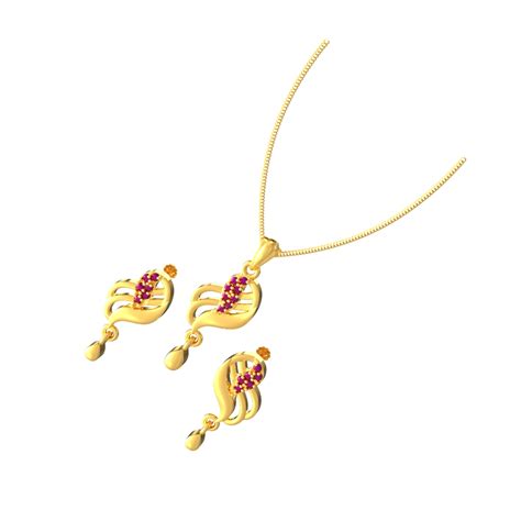 SPE Gold Modern Curvy Line Pendant Set Poonamallee