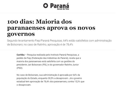 Jornal O Paran Divulga Pesquisa Realizado No Estado Do Paran Sobre A