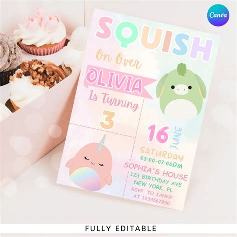 Squishmallow Birthday Party Invitations Etsy Singapore