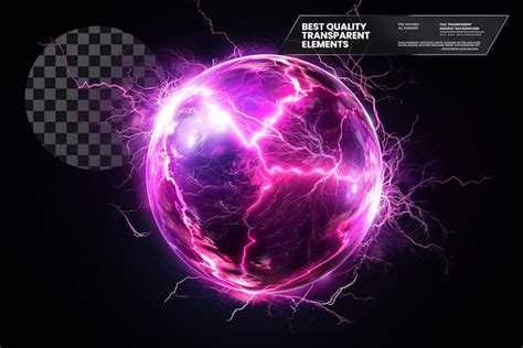 Electric Ball Or Plasma Sphere Realistic On Transparent Background