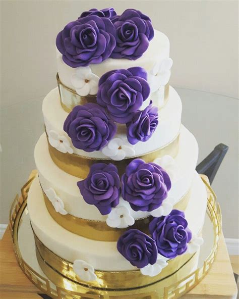 Gold Wedding Cake Purple And Gold