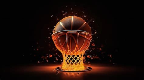 Premium AI Image | A basketball hoop with a black background and a ...