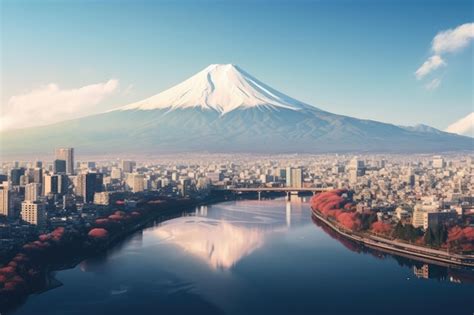 Monte Fuji E Lago Kawaguchiko No Jap O Jap O Vista A Rea Da Paisagem