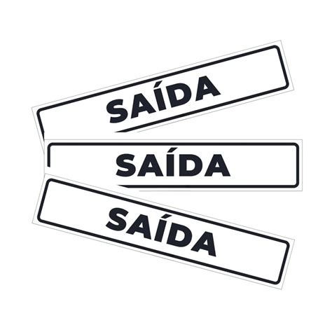 Kit 3 Placas de Sinalização Saída 25x5 cm PVC Resistente Empire Print