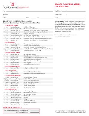 Fillable Online Ccm Uc Concert Series Order Form Ccm Uc Edu