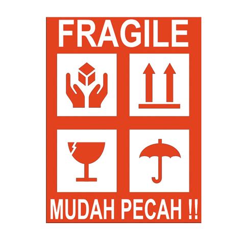 Stiker Fragile Label Pecah Belah Awas Pecah Kombinasi Cm Cm