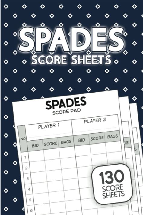 Spades Score Sheets Spades Score Pads For Scorekeeping Spades