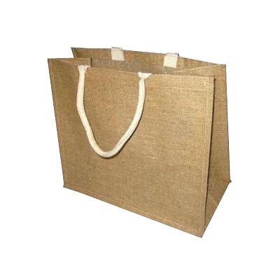 Customized Pp Laminated Jute Fabric Shopping Bag With Soft Rope Handle