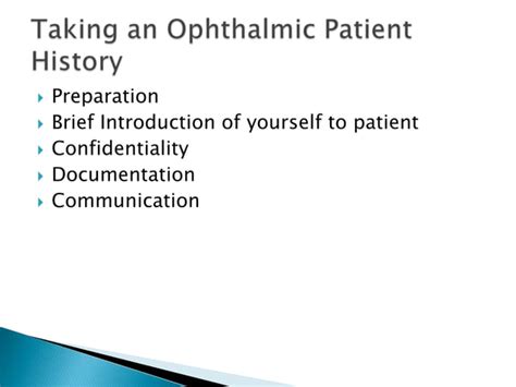 History Taking In Clinical Ophthalmology Ppt