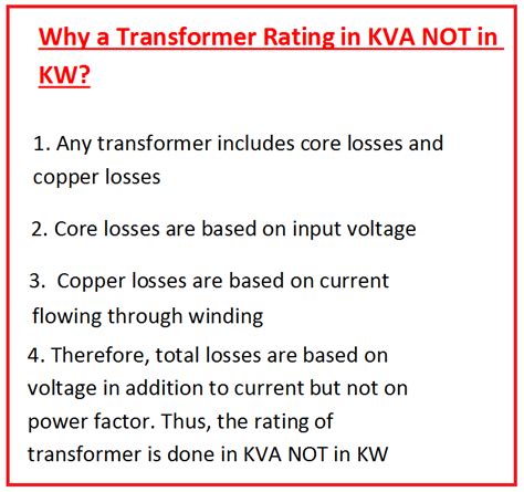 Why Transformer Rated In KVA And Not In KW Electrical Concepts