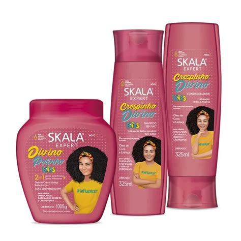 Kit Skala Divino Potinho Creme Hidratante Kg Shampoo Ml E