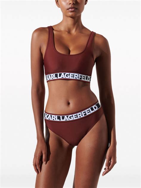 Karl Lagerfeld U Neck Logo Band Bikini Top Farfetch