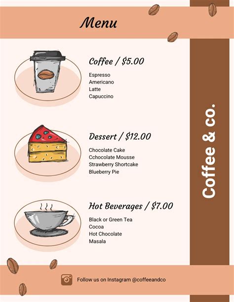 Brown Coffee Shop Menu Venngage