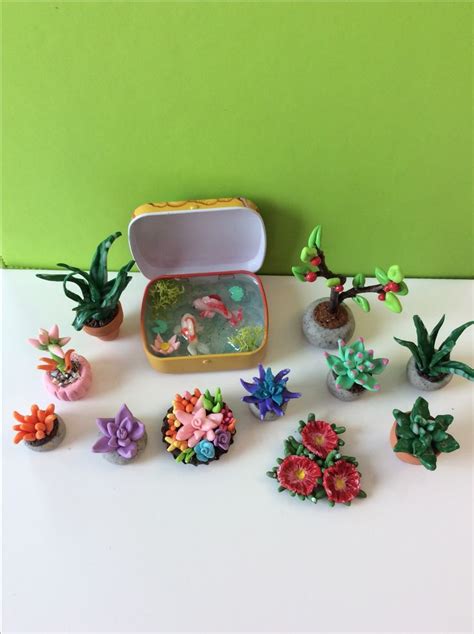 Tiny Clay Plants Clay Crafts Polymer Clay Crafts Clay Flowers