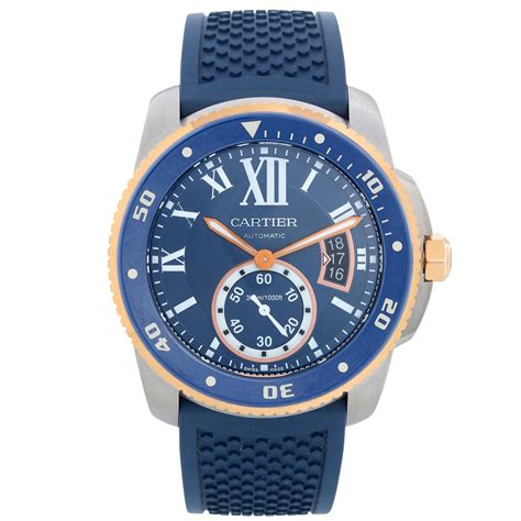 Calibre De Cartier Diver Mens Large 18k Rose Gold And Steel Watch W2ca0009 At 1stdibs