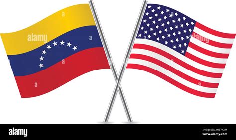 Venezuela And America Flags Vector Illustration Stock Vector Image