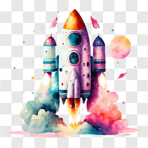 Baixe Nave Espacial Colorida Em Voo PNG Creative Fabrica