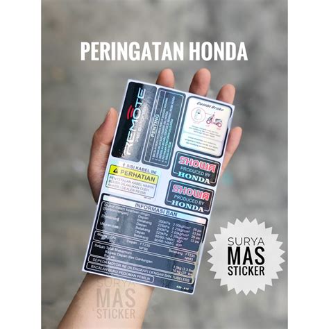 Jual Stiker Peringatan Informasi Ban Perhatian Penting Honda Matic