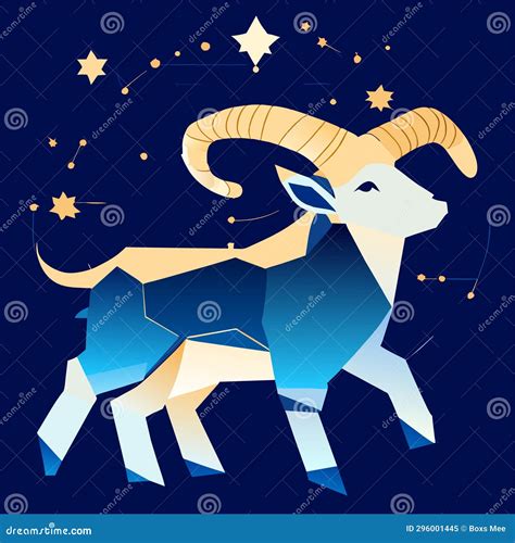 Goat Zodiac Sign. Cartoon Illustration of a Goat in the Starry Sky ...