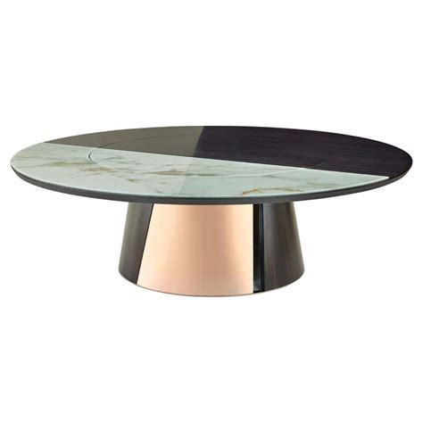 Round Table Metal Frame Legs Glossy or Satin Ebony or Oak Customizable For Sale at 1stDibs