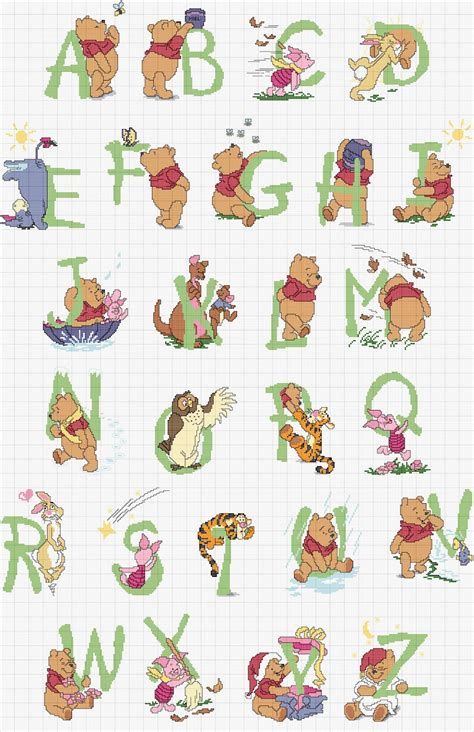 Cross Stitch Mania Free Winnie The Pooh Alphabet Cross Stitch Chart