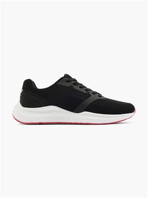 Vty Black Red Lace Up Running Trainer In Black Deichmann